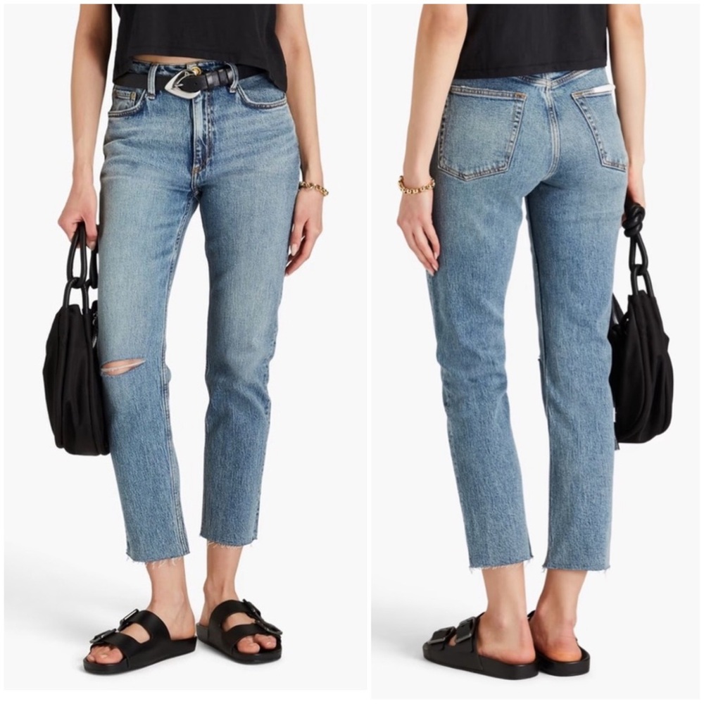 RAG‎ & BONE Women’s Size 28 Riley Wash Wren High-Rise Slim Straight Crop Jeans